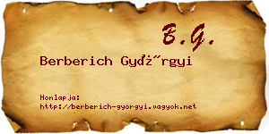 Berberich Györgyi névjegykártya